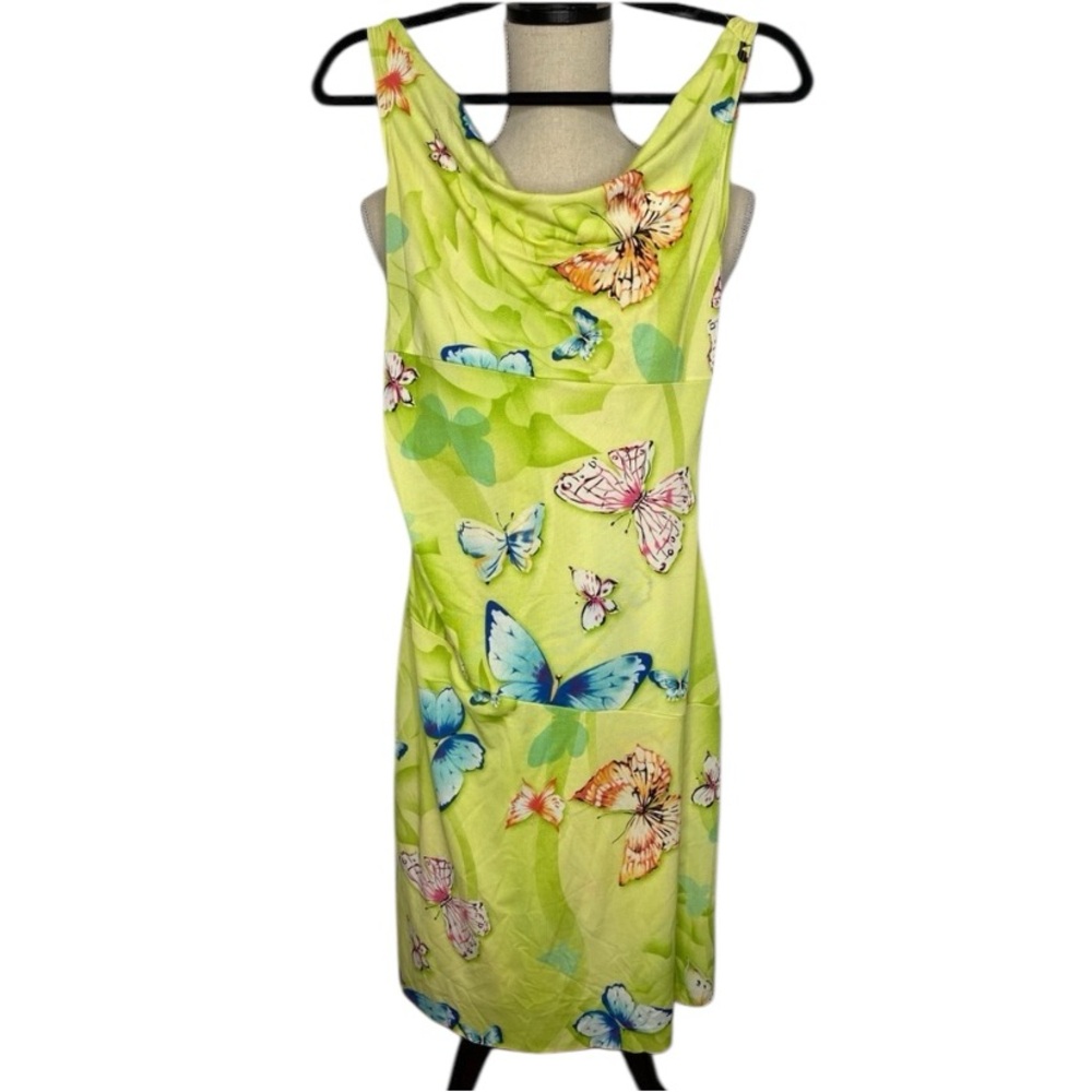 Y2K Green Fairycore Whimsy Butterfly Print Sleeveless Dress